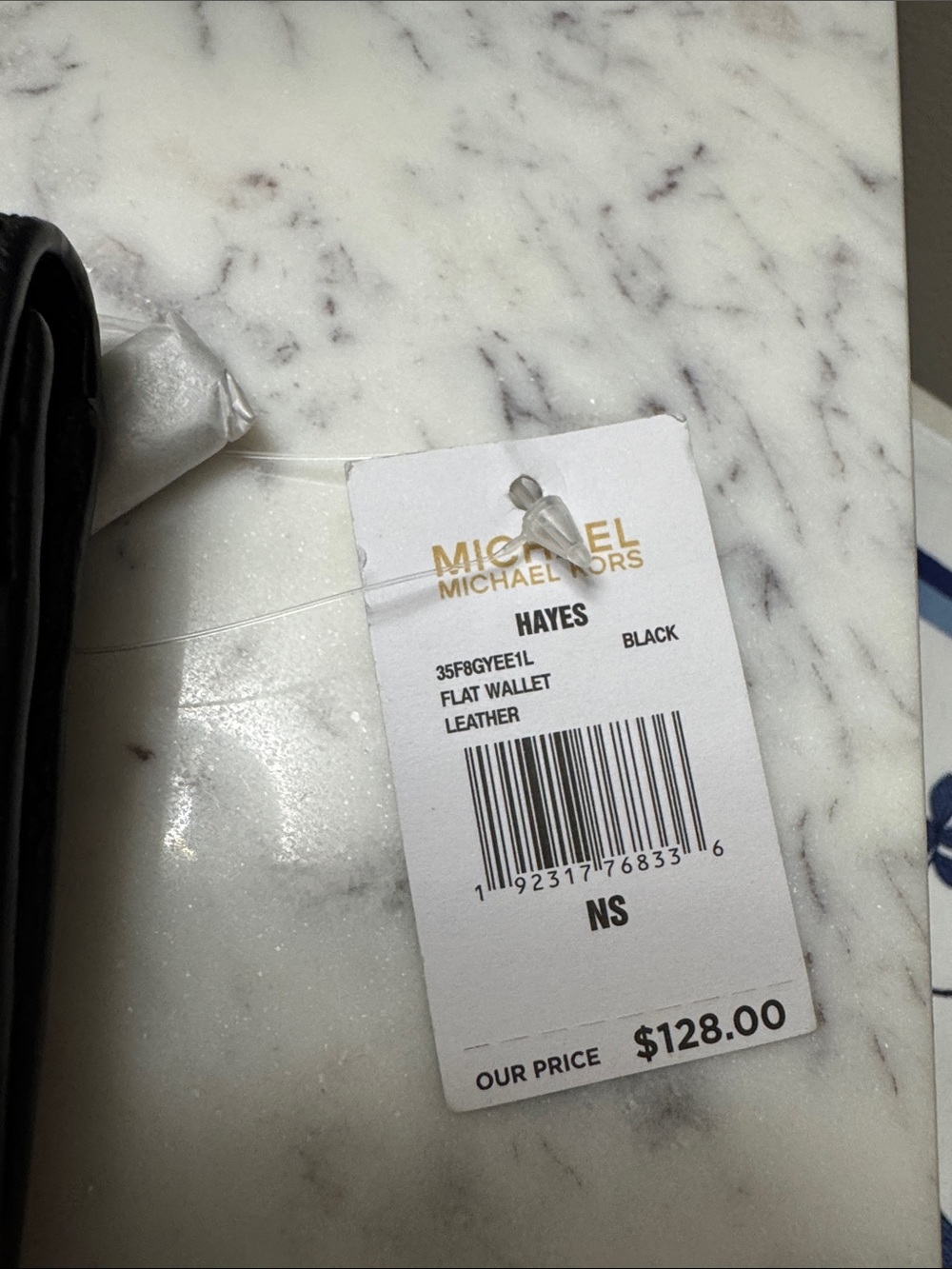 MICHAEL KORS Hays Flat Black Pebbled Leather Wallet with Gold Logo NWT - Picture 10 of 10